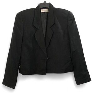 Vintage Y2K Black minimalist goth office siren preppy cropped blazer jacket Silk